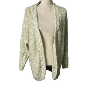 Potter's‎ Pot Cardigan Womens Large Knit Open Front Oatmeal Speckled Layering
